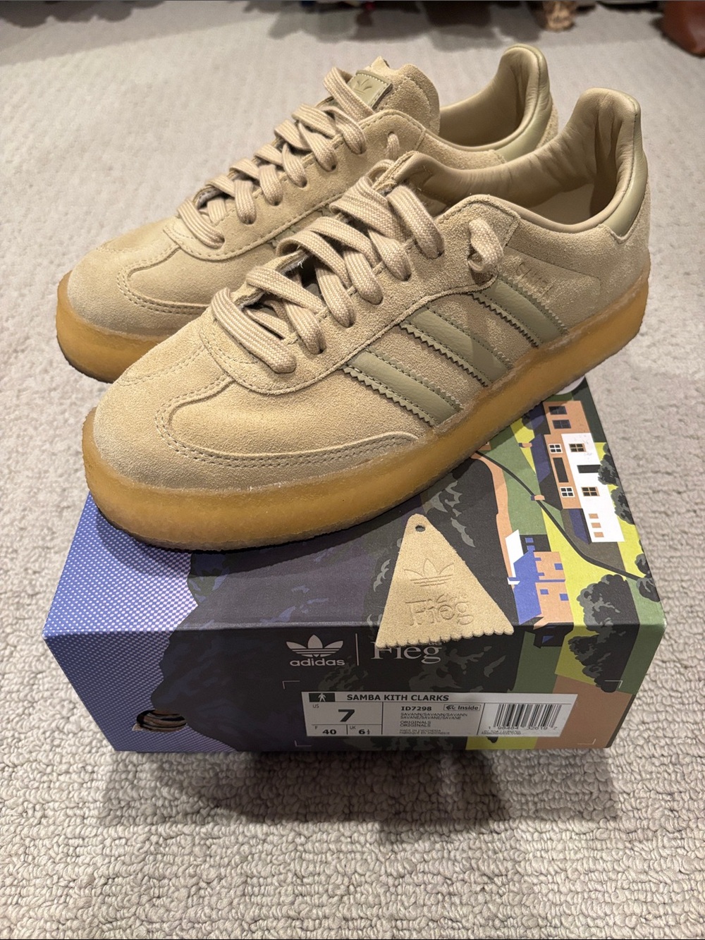 Adidas Samba x Clarks Men’s Beige Suede Sneakers Kith Exclusive
